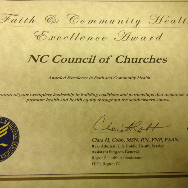 PHW Receives Faith & Community Health Excellence Award