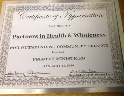 PHW Receives Outstanding Community Service Award